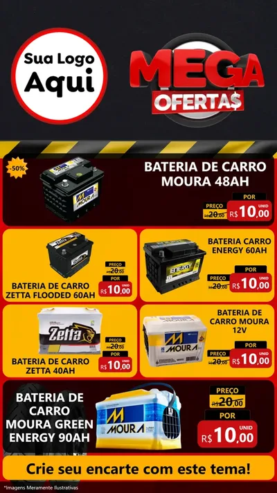 Modelo de TV para TV Vertical com o tema Mega Ofertas - Motopeças para Baterias Elétricas