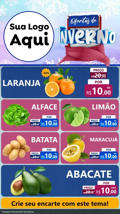 Modelo de TV para TV Vertical com o tema Ofertas de Inverno para Hortifrúti