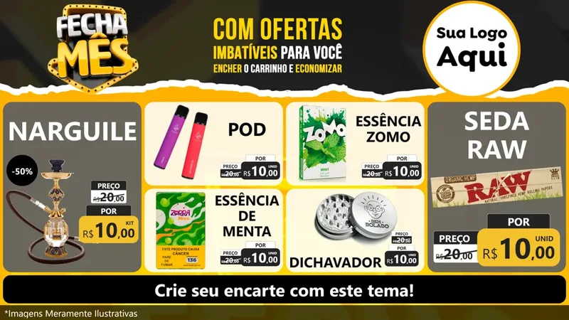 Modelo de TV para TV Horizontal com o tema Fecha Mês para Tabacaria