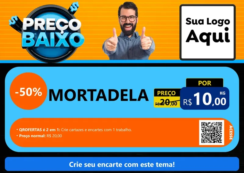 Modelo de Cartaz para Cartaz A4 Horizontal com o tema Preço Baixo para Frios e Laticínios