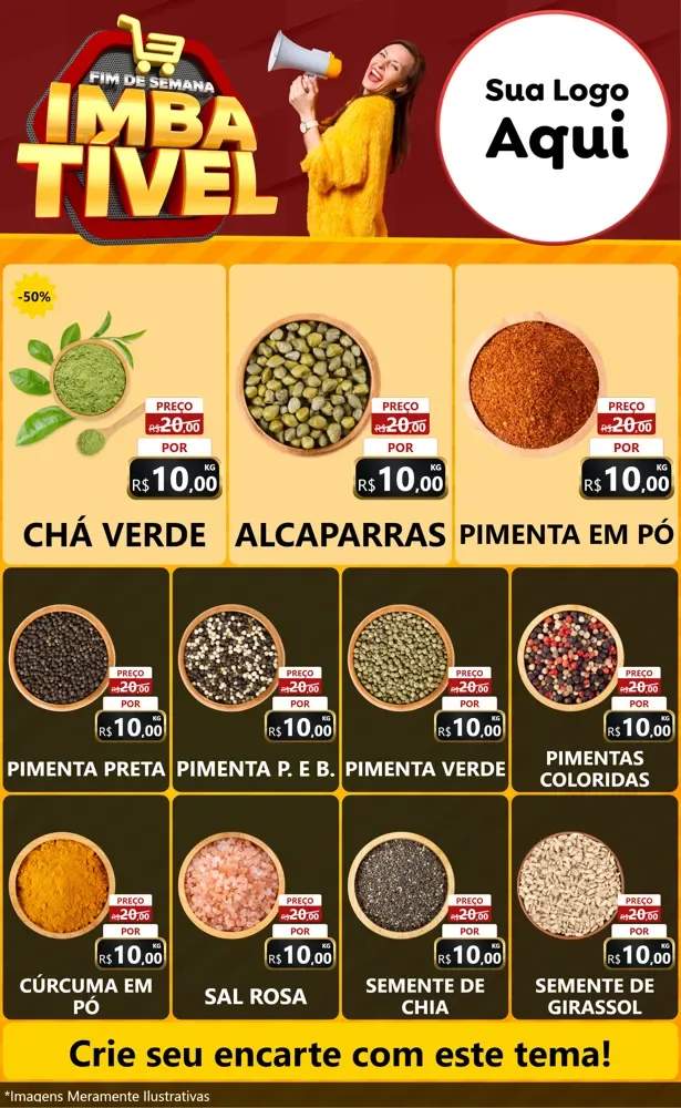 Modelo de Encarte para Encarte Grande com o tema Fim de Semana Imbatível para Produtos Naturais