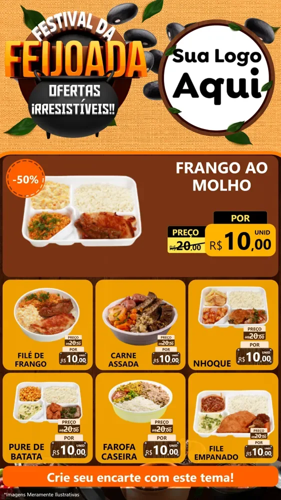 Modelo de Rede Social para Stories com o tema Festival da Feijoada para Restaurante