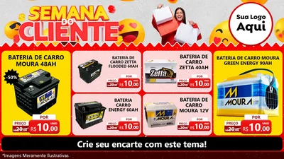 Modelo de TV para TV Horizontal com o tema Semana do Cliente para Baterias Elétricas