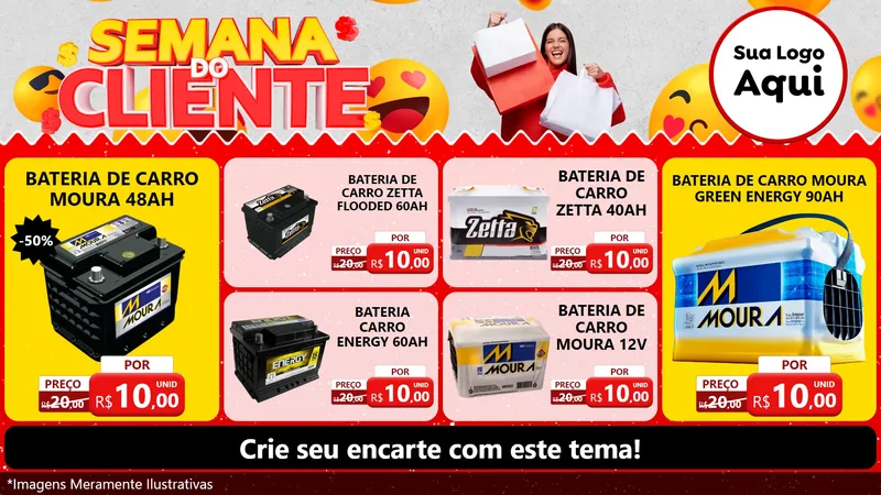 Modelo de TV para TV Horizontal com o tema Semana do Cliente para Baterias Elétricas