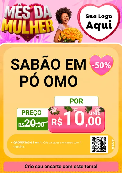 Modelo de Cartaz para Cartaz A4 Vertical com o tema Mês da Mulher para Produtos de Limpeza