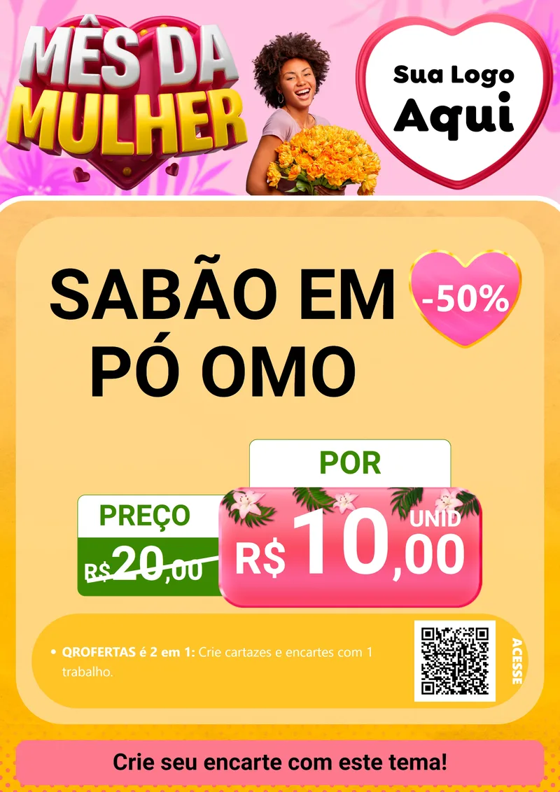 Modelo de Cartaz para Cartaz A4 Vertical com o tema Mês da Mulher para Produtos de Limpeza
