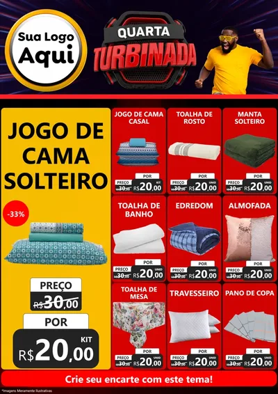 Modelo de Encarte para Encarte A4 Vertical com o tema Quarta Turbinada para Cama, Mesa e Banho