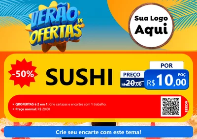 Modelo de Cartaz para Cartaz A4 Horizontal com o tema Verão de Ofertas para Comida japonesa