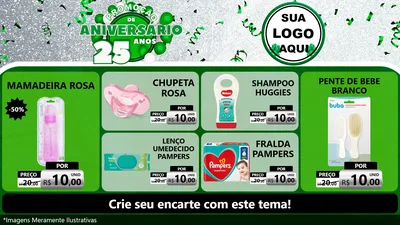 Modelo de TV para TV Horizontal com o tema Promoção de Aniversário - 25 Anos para Bebês