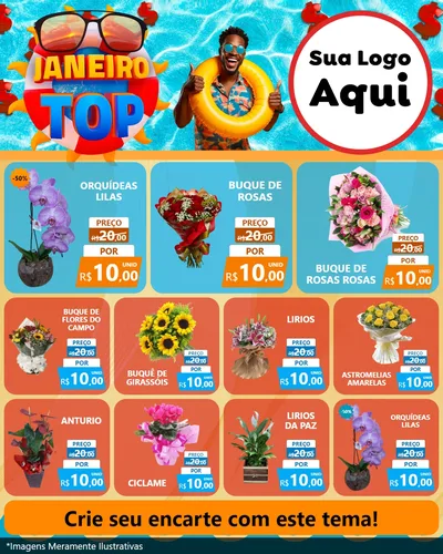Modelo de Rede Social para Feed Instagram com o tema Janeiro Top para Floricultura e jardim
