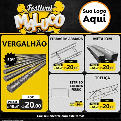 Modelo de Rede Social para Feed Facebook com o tema Festival Maluco para Ferragens