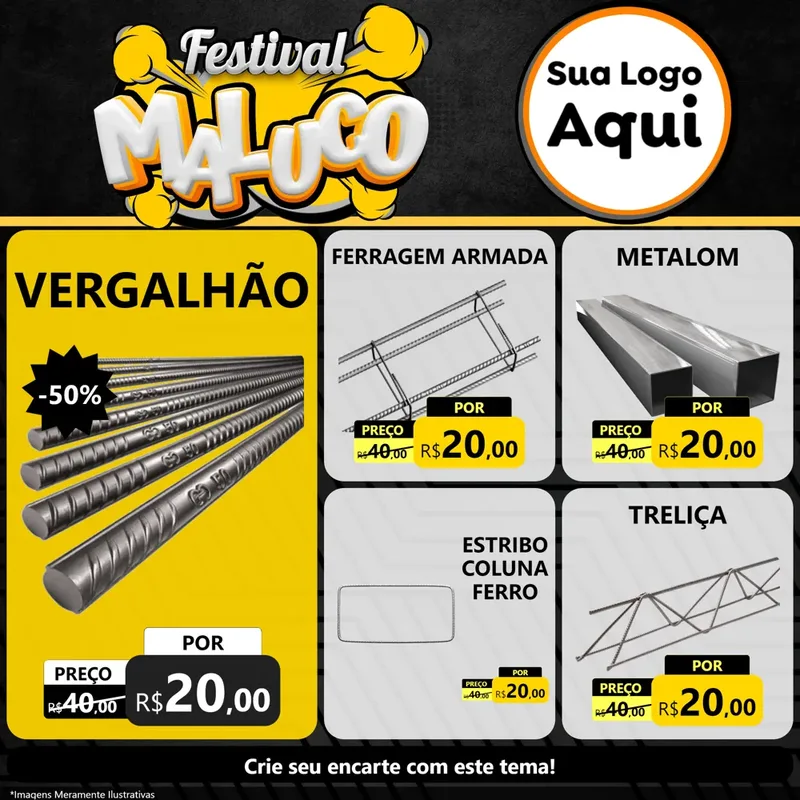 Modelo de Rede Social para Feed Facebook com o tema Festival Maluco para Ferragens