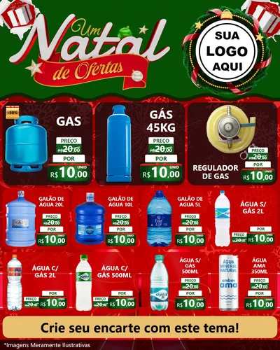 Modelo de Rede Social para Feed Instagram com o tema Um Natal de Ofertas para Água e gás
