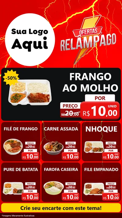 Modelo de Rede Social para Stories com o tema Ofertas Relâmpago para Restaurante