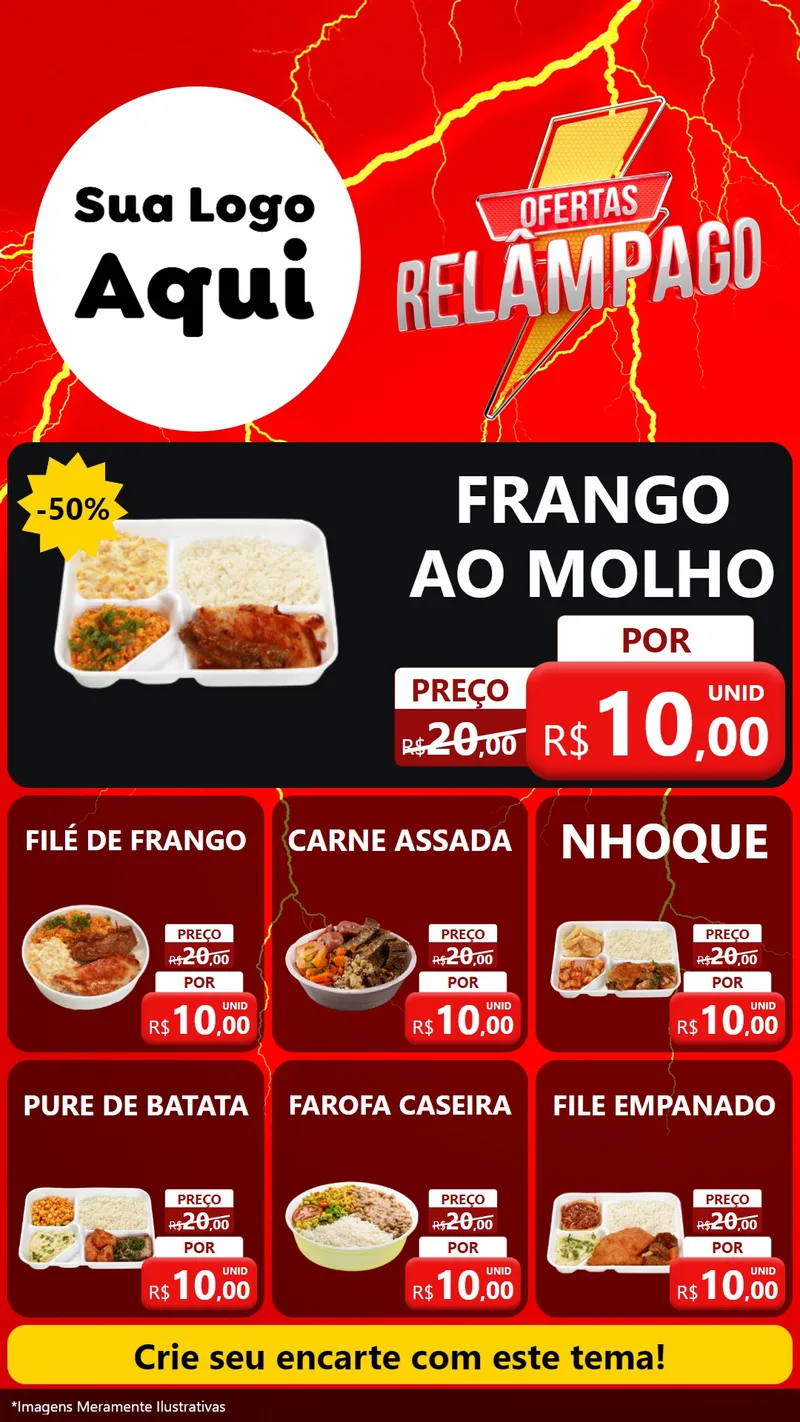Modelo de Rede Social para Stories com o tema Ofertas Relâmpago para Restaurante