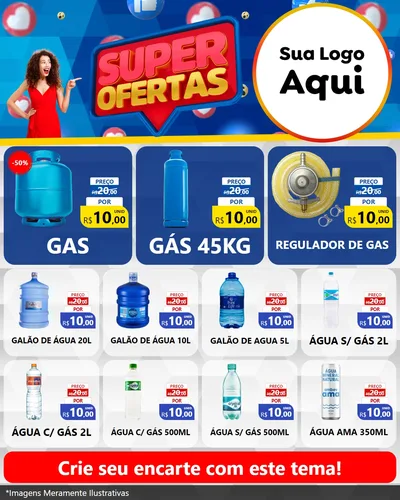 Modelo de Rede Social para Feed Instagram com o tema Super Ofertas para Água e gás
