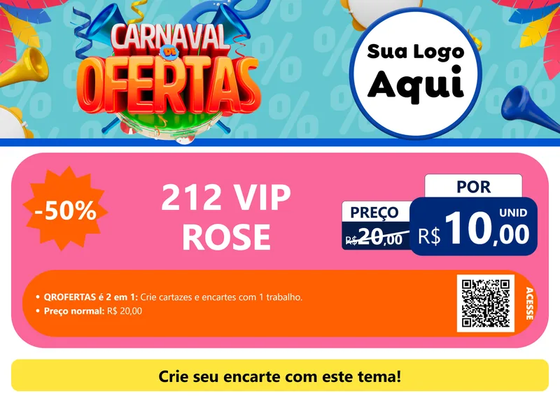 Modelo de Cartaz para Cartaz A4 Horizontal com o tema Carnaval de Ofertas para Perfumes