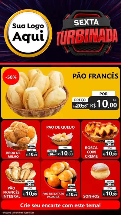 Modelo de Rede Social para Stories com o tema Sexta Turbinada para Padaria