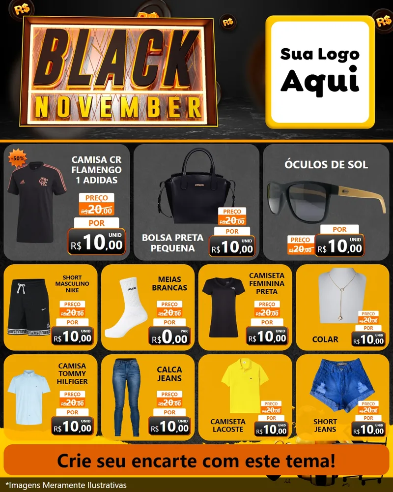 Modelo de Rede Social para Feed Instagram com o tema Black November para Roupas e acessórios