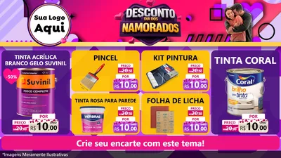 Modelo de TV para TV Horizontal com o tema Desconto Dia dos Namorados para Tintas e Ferramentas