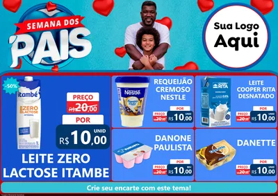Modelo de Encarte para Encarte A4 Horizontal com o tema Semana Dos Pais para Frios e Laticínios