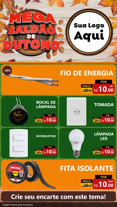 Modelo de TV para TV Vertical com o tema Mega Saldão de Outono para Materiais Elétricos