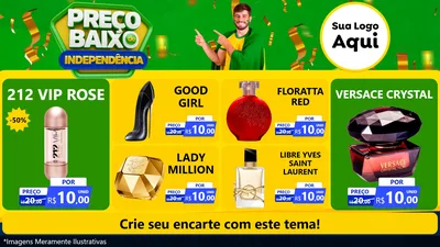 Modelo de TV para TV Horizontal com o tema Preço Baixo de Independência para Perfumes