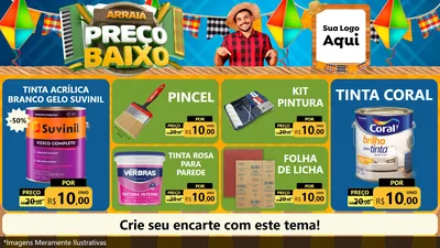 Modelo de TV para TV Horizontal com o tema Arraiá de Preço Baixo - Junina para Tintas e Ferramentas