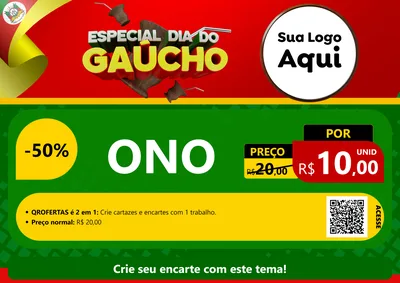 Modelo de Cartaz para Cartaz A4 Horizontal com o tema Especial Dia do Gaúcho para Óticas