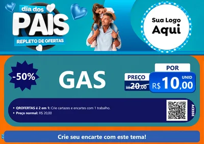 Modelo de Cartaz para Cartaz A4 Horizontal com o tema Dia Dos Pais Repleto de Ofertas para Água e gás