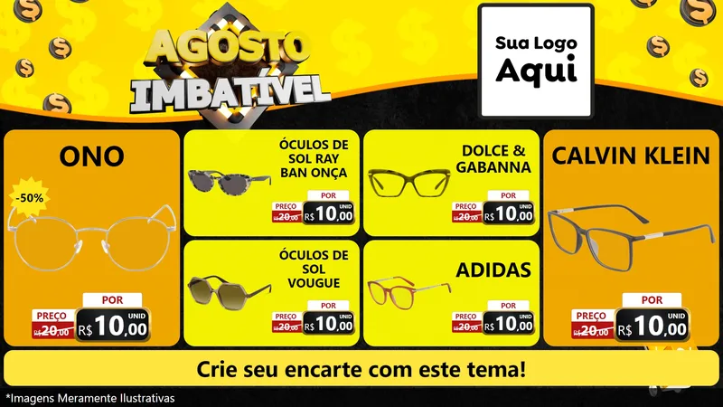Modelo de TV para TV Horizontal com o tema Agosto Imbatível para Óticas