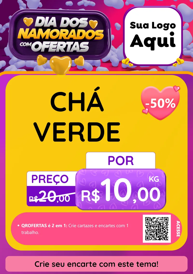 Modelo de Cartaz para Cartaz A4 Vertical com o tema Dia Dos Namorados Com Ofertas para Produtos Naturais