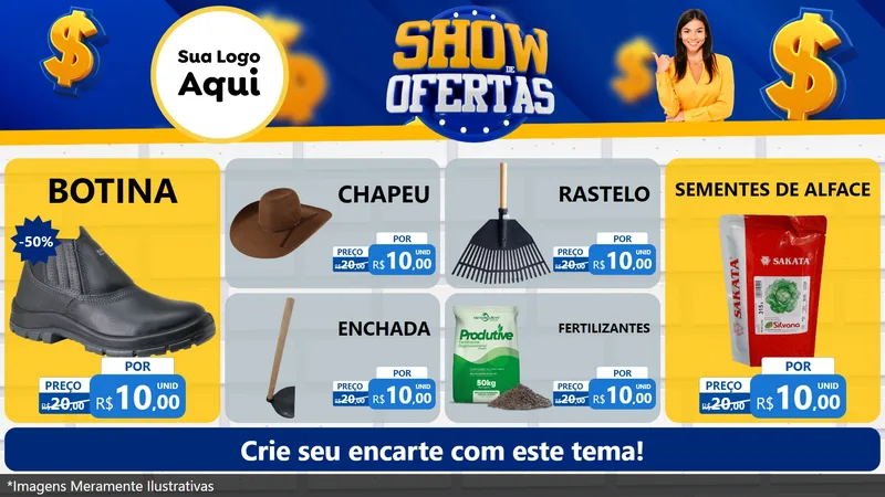 Modelo de TV para TV Horizontal com o tema Show de Ofertas para Agropecuária