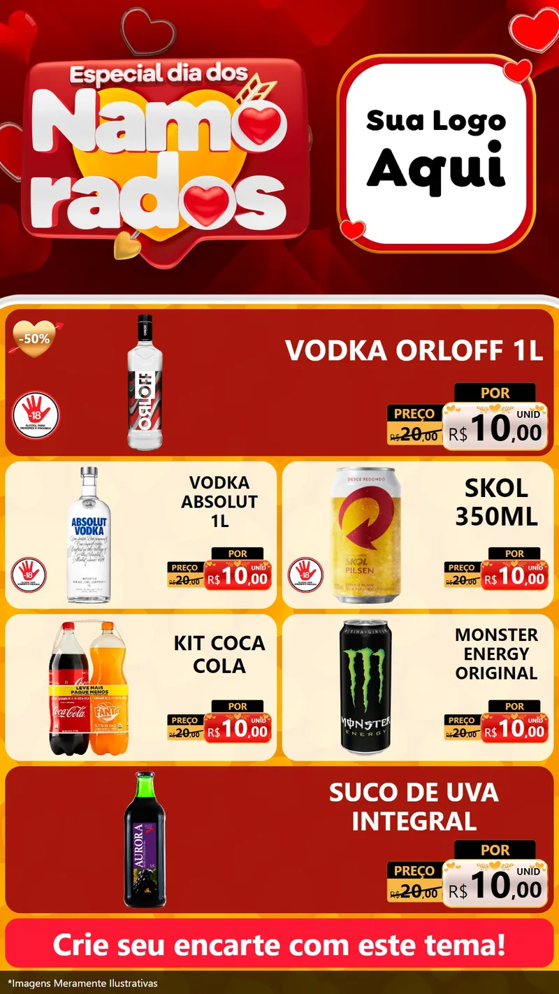 Modelo de TV para TV Vertical com o tema Especial Dia dos Namorados para Distribuidora de bebidas
