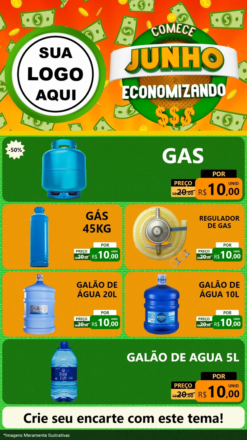 Modelo de TV para TV Vertical com o tema Comece Junho Economizando para Água e gás