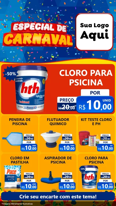 Modelo de Rede Social para Stories com o tema Especial de Carnaval para Produtos para Piscina