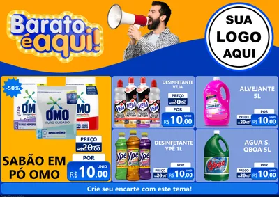 Modelo de Encarte para Encarte A4 Horizontal com o tema Barato é aqui para Produtos de Limpeza