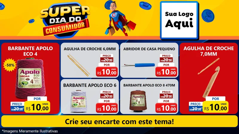 Modelo de TV para TV Horizontal com o tema Super Dia do Consumidor para Armarinho e Aviamentos