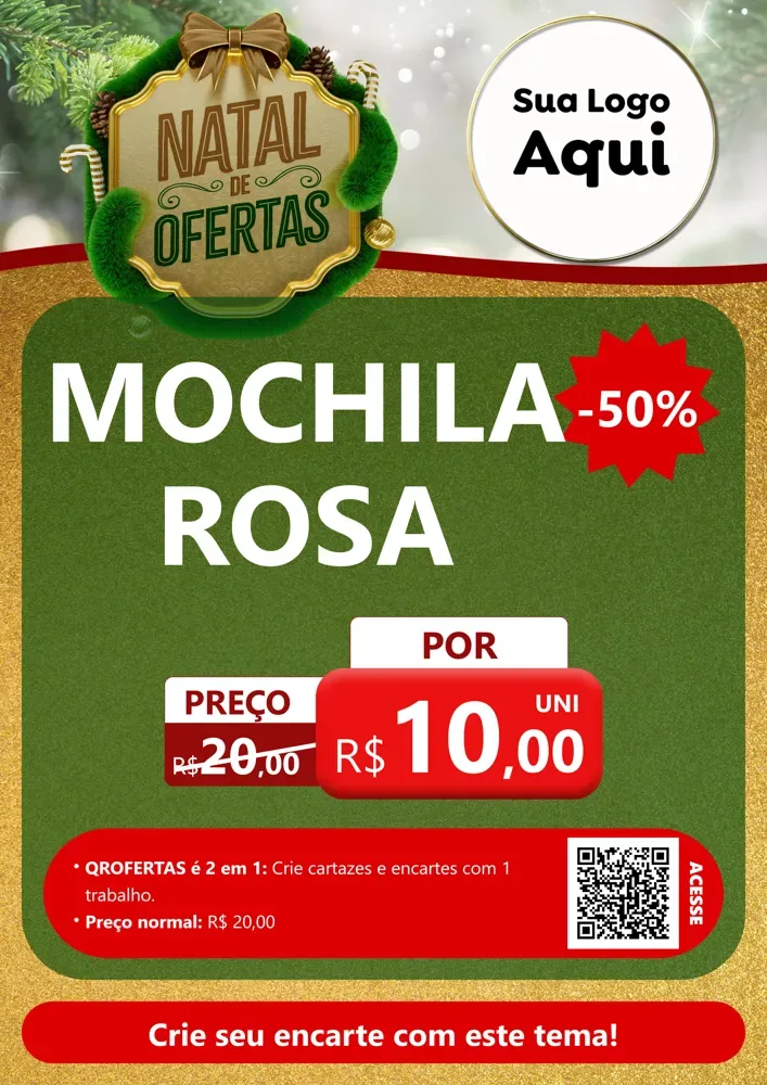 Modelo de Cartaz para Cartaz A4 Vertical com o tema Ofertas de Natal para Papelaria