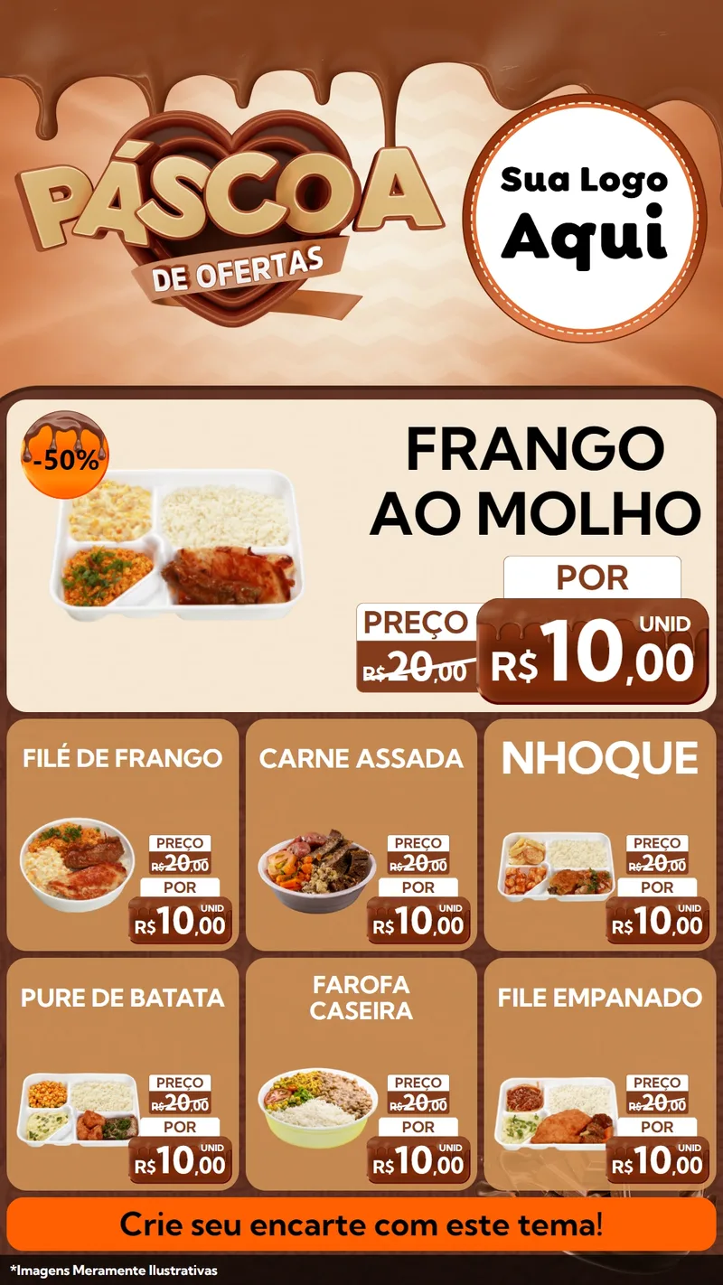 Modelo de Rede Social para Stories com o tema Páscoa de Ofertas para Restaurante