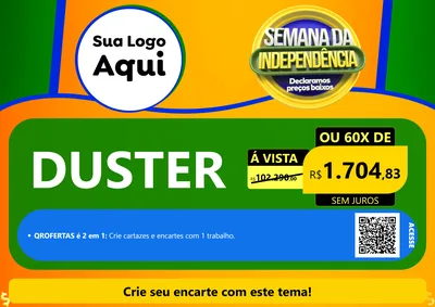 Modelo de Cartaz para Cartaz A4 Horizontal com o tema Semana da Independência Declaramos Preços Baixos para Concessionaria de Carros