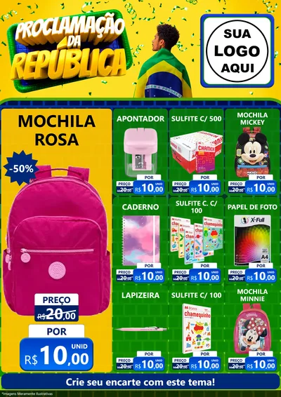 Modelo de Encarte para Encarte A4 Vertical com o tema Proclamação da República para Papelaria