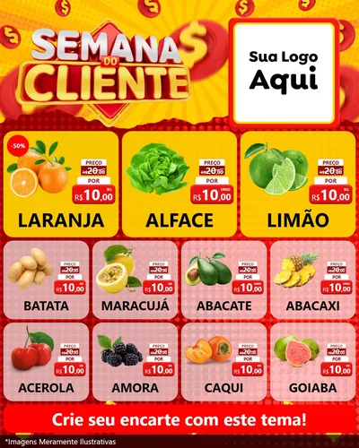 Modelo de Rede Social para Feed Instagram com o tema Semana do Cliente para Hortifrúti