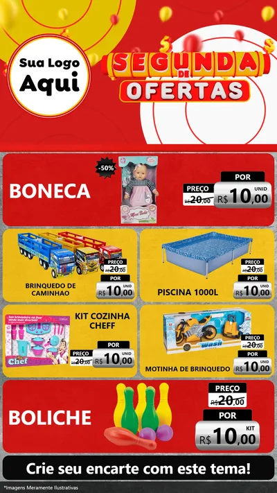 Modelo de TV para TV Vertical com o tema Segunda de Ofertas para Brinquedos