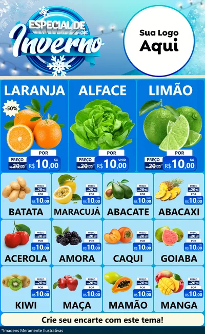 Modelo de Encarte para Encarte Grande com o tema Especial de Inverno para Hortifrúti