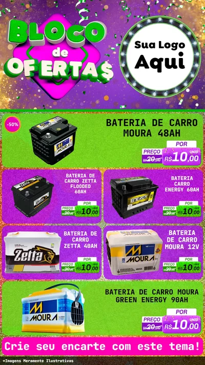 Modelo de TV para TV Vertical com o tema Bloco de Ofertas para Baterias Elétricas