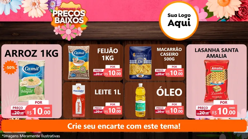 Modelo de TV para TV Horizontal com o tema Primavera de Preços Baixos para Supermercado