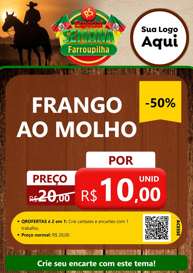 Modelo de Cartaz para Cartaz A4 Vertical com o tema Especial Semana Farroupilha para Restaurante