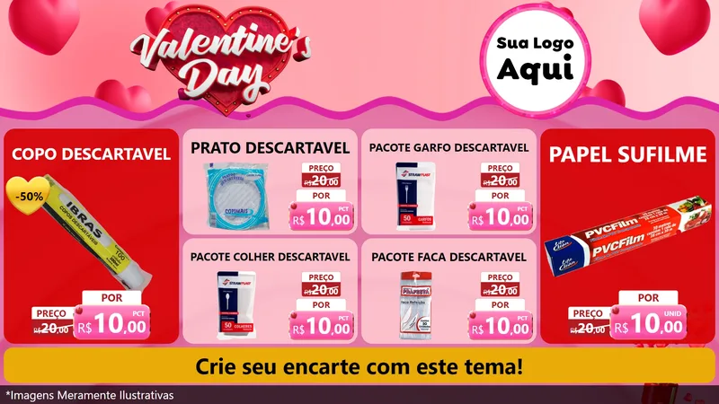 Modelo de TV para TV Horizontal com o tema Valentine's Day para Embalagens