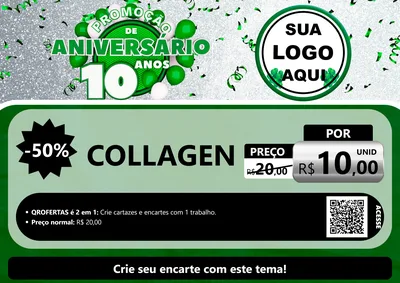 Modelo de Cartaz para Cartaz A4 Horizontal com o tema Promoção de Aniversário - 10 Anos para Suplementos alimentares